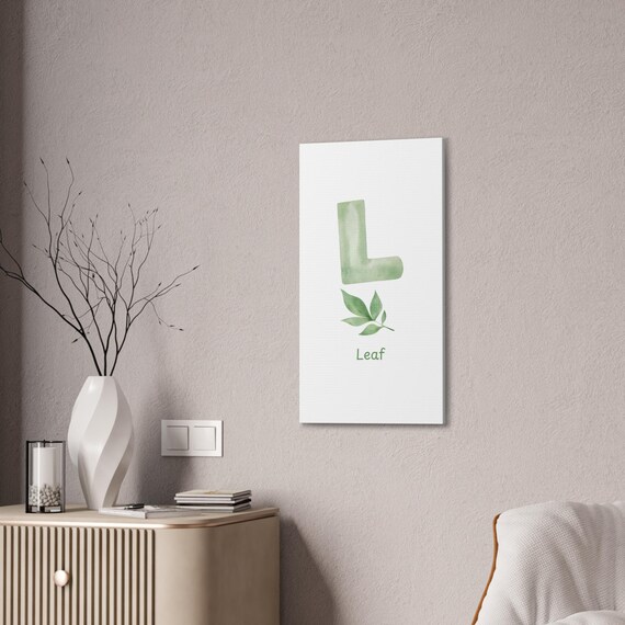 Bring the Outdoors In: Botanical Alphabet Art L Canvas Print for Classroom, Home, Nursery