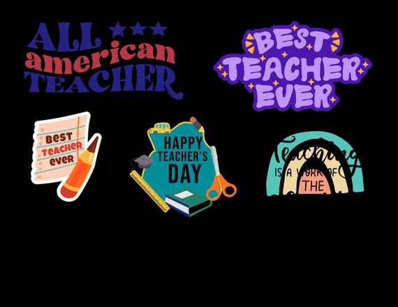 Adorable School Day PNG Images for Teachers - Easy Print and Use Sticker Set