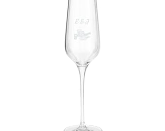 Premium Nostalgic Film Champagne Flute | Engraved Wedding Glass | Initial Champagne Flute | Bride Gift | Wedding Keepsake