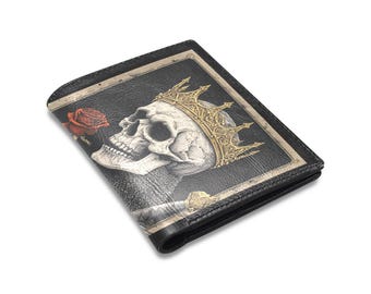 Gothic King Skeleton & Rose Wallet - Microfiber Bifold, Valentine's Gift
