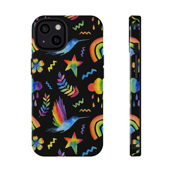 ibrant Rainbow Hummingbird Phone Case: Stylish Protection for Your Device, Eco-Friendly Gift
