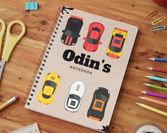 Cars Theme - Personalized Car-Themed Notebook: A5 Lined Journal