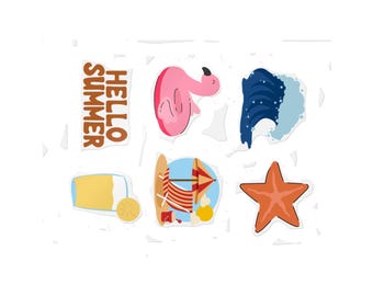 Sunny Summer Die-Cut Stickers: Vibrant, Water-Resistant Decor