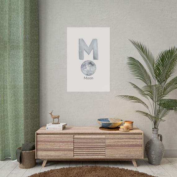 Illuminate Your Space: Celestial Moon Art Alphabet Poster Print for Cosmic Home Decor and Nursery