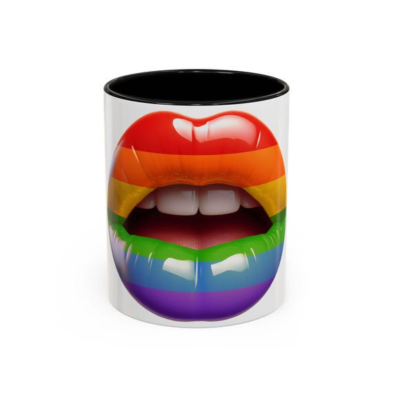 Rainbow Lips Coffee Mug -  11oz or 15oz, Unique Gift, Coffee Lover's Present, Colorful Drinkware