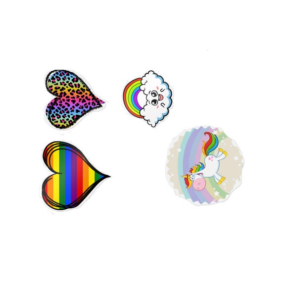 Colorful Die-Cut Stickers for Personalization - Spread Joy with Hearts & Unicorns