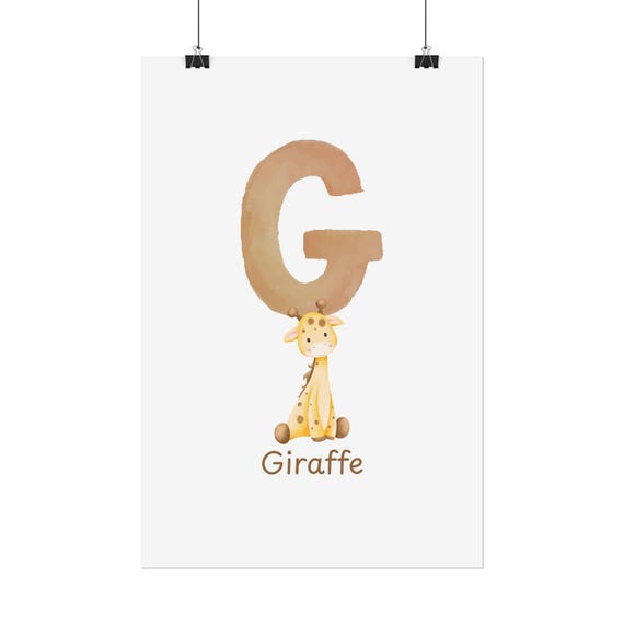 Adorable Giraffe Alphabet Art Print for the Perfect Classroom or Nursery Decor