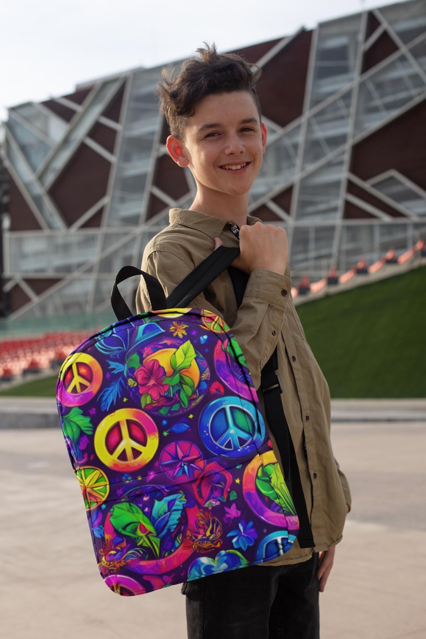 Unique Peace Sign -themed Backpack, Festival Ready School  display picture 3