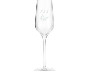 Premium Butterfly Breeze Champagne Flute | Engraved Wedding Glass | Custom Initial Champagne Flute | Bride Gift | Wedding Keepsake
