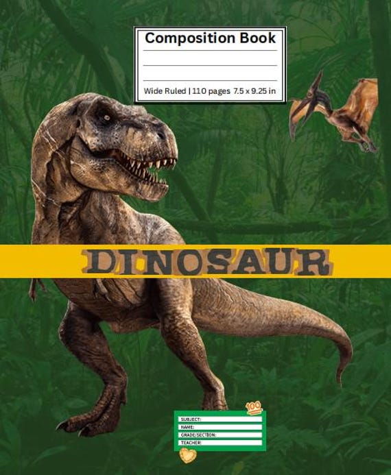 Roar-tastic Dinosaur Notebook for Young Writers, Wide Ruled  Digital Downloadable