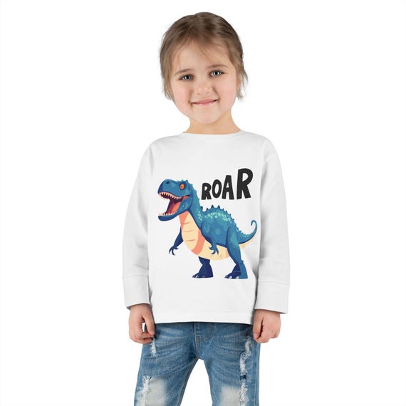 Roar into Fun: Dinosaur Toddler Long Sleeve Tee for Playful Kids