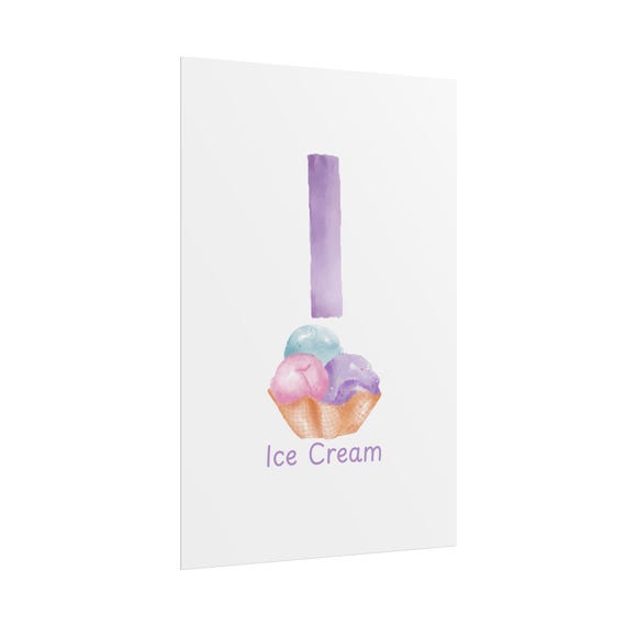 Gift-Worthy Ice Cream Alphabet Art Posters: Delightful Wall Decor for Dessert Enthusiasts