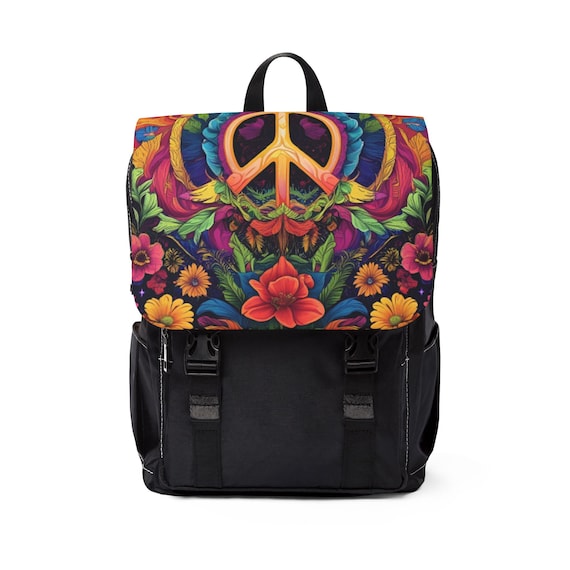 Vivid Peaceful Flowers Backpack - Perfect for Hiking Adventures