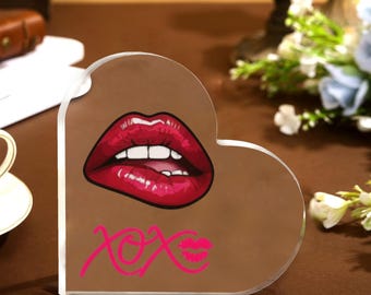 XOXO Lips Acrylic Plaque – Valentine's Day Keepsake