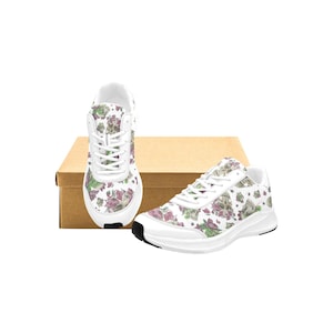 Skull and Rose-hardloopschoenen| Gebloemde schedelsneakers | Gotisch schoeisel | Aangepaste gothic-stijl