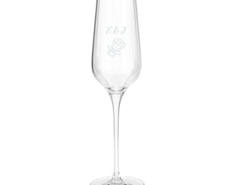Premium Pop Art Comic Champagne Flute | Engraved Wedding Glass | Initial Champagne Flute | Bride Gift | Wedding Keepsake