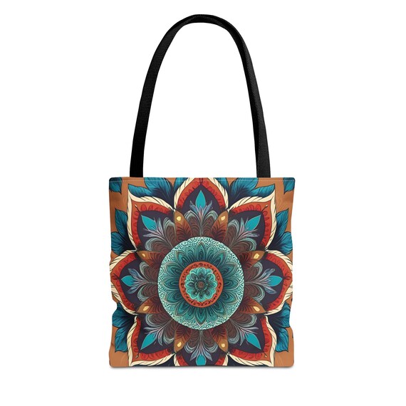 Chic Boho Flower Tote - Retro Mandala Purse, Versatile Everyday Bag, Eco-Friendly Market Tote, Perfect Gift Idea
