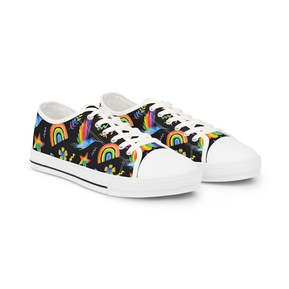 Colorful Rainbow Sneakers for Men, Funky Low Top Shoes, Perfect Casual Gift