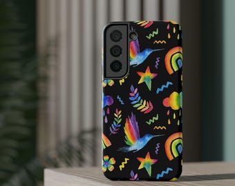ibrant Rainbow Hummingbird Phone Case: Stylish Protection for Your Device, Eco-Friendly Gift