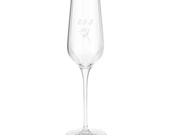 Premium Poet's Ink & Parchment Champagne Flute | Engraved Wedding Glass | Initial Champagne Flute | Bride Gift | Wedding Keepsake