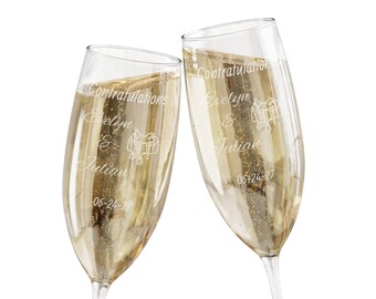 Modern Cowboy Collection Personalized Champagne Glasses | Engraved 8oz Flute set of 2