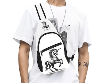 Bolsa tiracolo vintage unicórnio: bolsa transversal com arte fantástica para mulheres e adolescentes