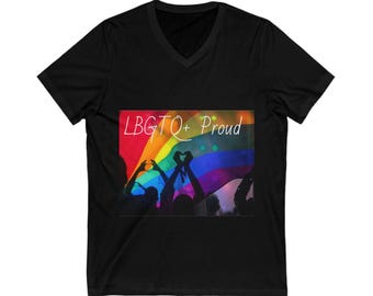 Feier die Liebe: Rainbow Pride V-Neck Tee für alle Geschlechter, LGBTQ Festival Wear