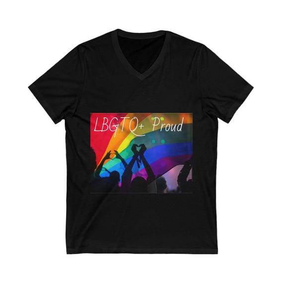 Celebrate Love: Rainbow Pride V-Neck Tee for All Genders, LGBTQ Festival Wear