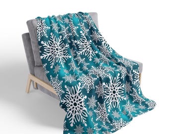 Snowflake Fleece Sherpa Blanket – Winter Holiday Throw