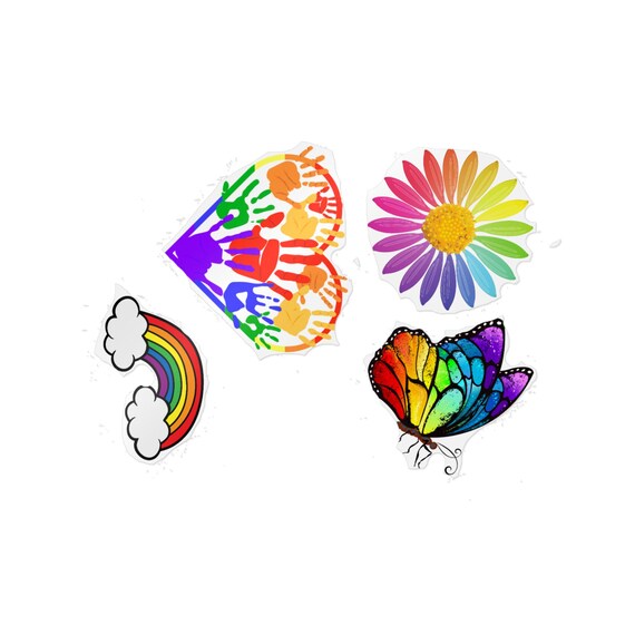 Colorful Die-Cut Stickers for Creativity and Fun | Rainbow Heart, Bright Butterflies & Flowers