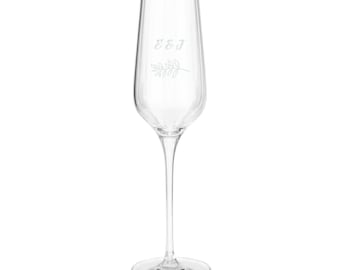Premium Wildflower Union Champagne Flute | Engraved Wedding Glass | Initial Champagne Flute | Bride Gift | Wedding Keepsake