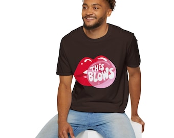 This Blows lips graphic T-Shirt | Red lips bubble text tee