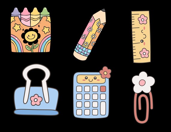 Bright and Cheerful Floral School Graphics | Printable PNG Collection