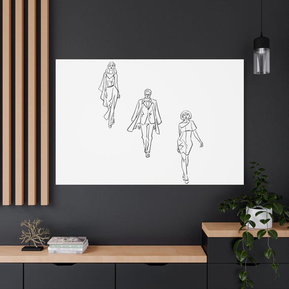 Fashionista's Dream: Stylish Runway Illustration for Trendy Home Decor and Office Wall Art
