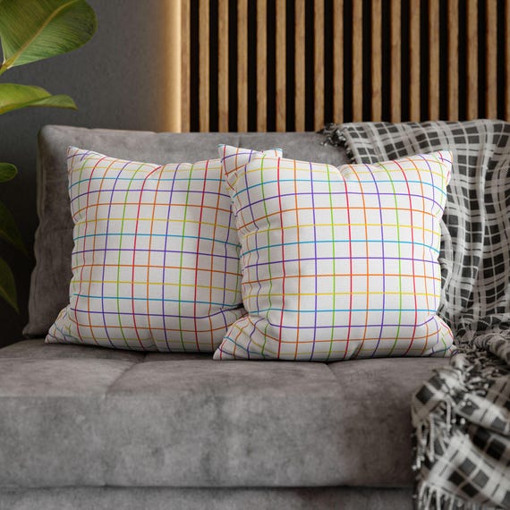 Brighten Your Living Space with Colorful Grid Pillow Cover, Stylish Home Decor