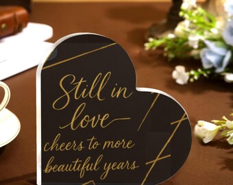 Heart Acrylic Plaque - Black and Gold Anniversary Keepsake