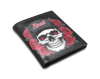 Floral Skull Microfiber Leather Wallet - Edgy Valentine's Bifold