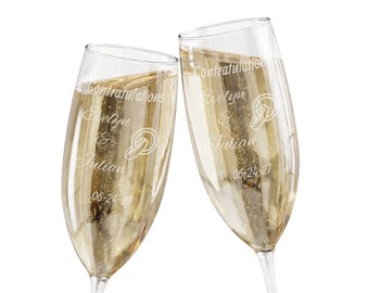 The Architect Collection Personalized Champagne Glasses | Engraved 8oz Flute set of 2