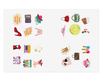 Fashion stickers - Chic Sticker Set for Fashion Lovers: Planner, Crafting, Journal & Scrapbook