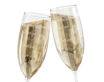 Pop Art Comic Collection Personalized Champagne Glasses | Engraved 8oz Flute set of 2