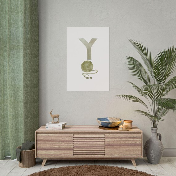 Yarn Alphabet Poster for little Learners and great Knitting Decor Art for the Ultimate Yarn Lover