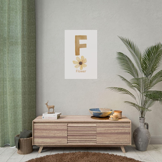 F is for Flower - Charming Alphabet Wall Art for Kids Room, Classroom, and Botanical Love