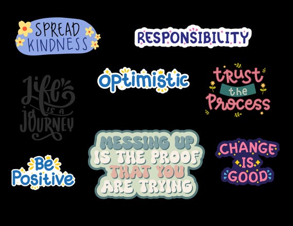 Radiate Positivity with this 8-Page PNG Printable Bundle