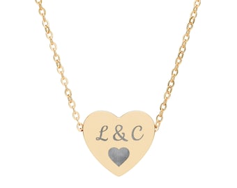 Engraved Initials Heart Necklace | Personalized Engraving