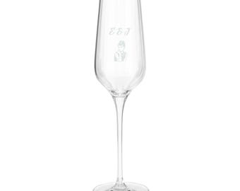 Premium Vintage Hollywood Champagne Flute | Engraved Wedding Glass | Initial Champagne Flute | Bride Gift | Wedding Keepsake