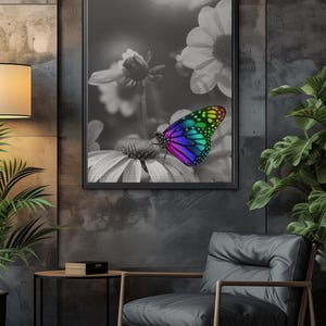 Butterfly Canvas Print: Vibrant Floral Art, Nature Home Decor