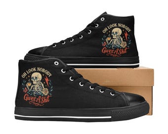 Oh Look Nobody Gives A Shit Skeleton High-Top Sneakers