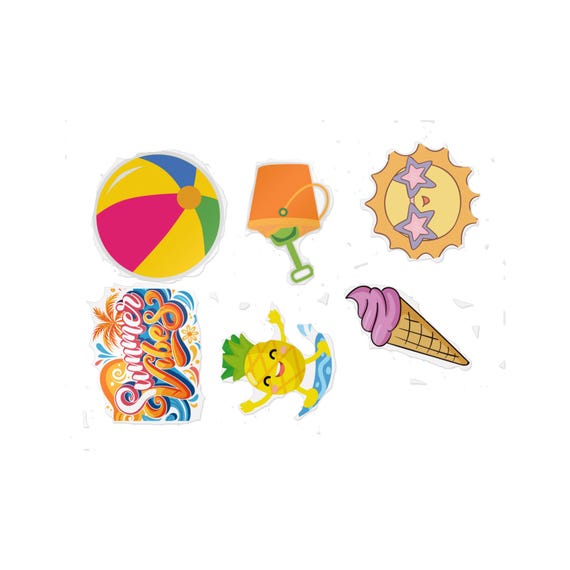 Sunny Days Collection: Vibrant Die-Cut Stickers for Beach Lovers & Summer Parties