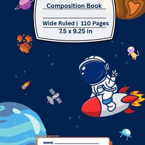 Astronaut Composition Book for Kids: Space Theme, Wide Ruled (Downloadable Book) image 2