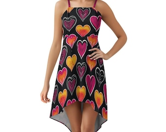 Watercolor Hearts High-Low Dress - Sleeveless Valentine's Day Outfit
